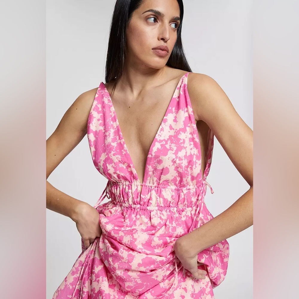 Stockholm Atelier  Pink and Cream Floral Maxi Dress - Picture 2 of 12